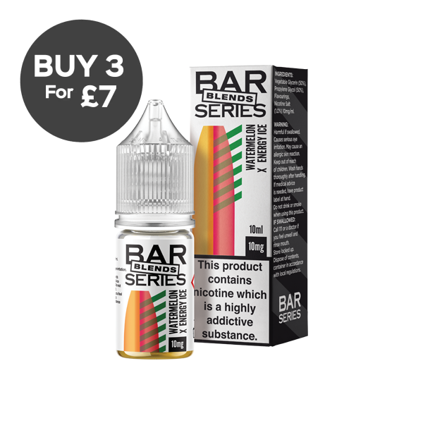 10mg Bar Series Blends 10ml Nic Salts (50VG/50PG) Watermelon X Energy Ice Vaping Products