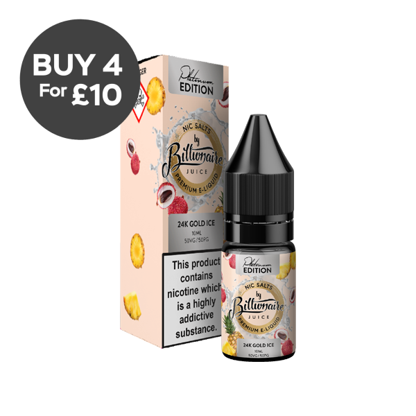 10mg Billionaire Juice Platinum Edition 10ml Nic Salts (50VG/50PG) 24K Gold Ice Vaping Products