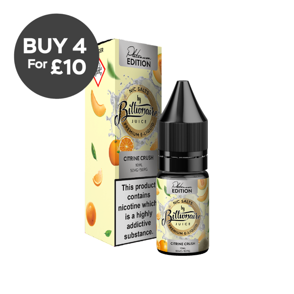 10mg Billionaire Juice Platinum Edition 10ml Nic Salts (50VG/50PG) Citrine Crush Vaping Products