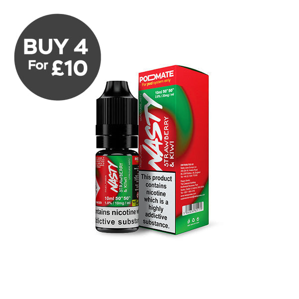 10mg Nasty Pod Mate 10ml Nic Salts (50VG/50PG) Strawberry & Kiwi Vaping Products