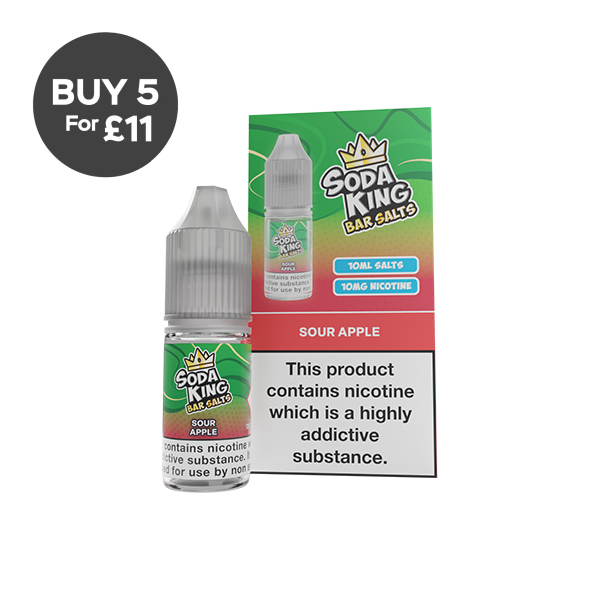 10mg Soda King Bar SALTS 10ml - (50VG/50PG) Sour Apple Vaping Products