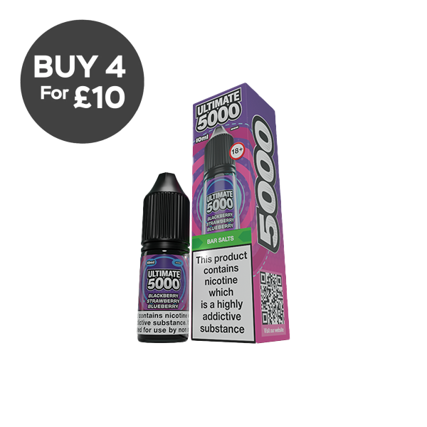 10mg Ultimate 5000 10ml Nic Salt (50VG/50PG) Blackberry Strawberry Blueberry Vaping Products