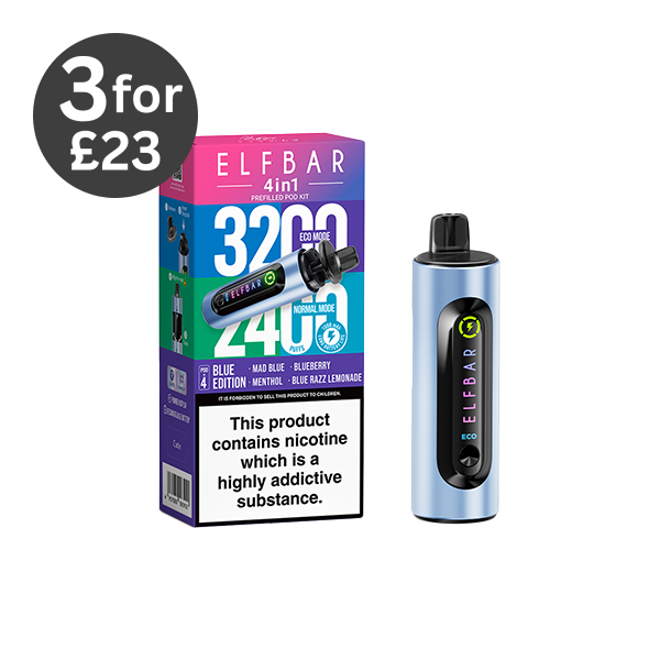 20mg Elf Bar 4 in 1 Pod Vape Kit 3200 Puffs Blue Edition Vaping Products
