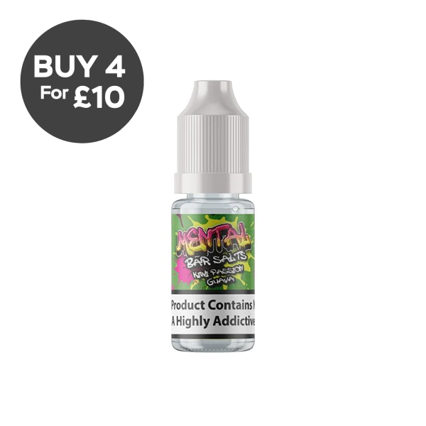 20mg Mental Bar Salts By Signature Vapours 10ml Nic Salt (50VG/50PG) (BUY 1 GET 1 FREE) Kiwi Passion & Guava Vaping