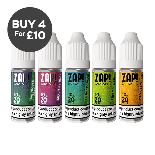 20mg ZAP! Bar Salts Nic Salt 10ml (50VG/50PG) Vaping Products