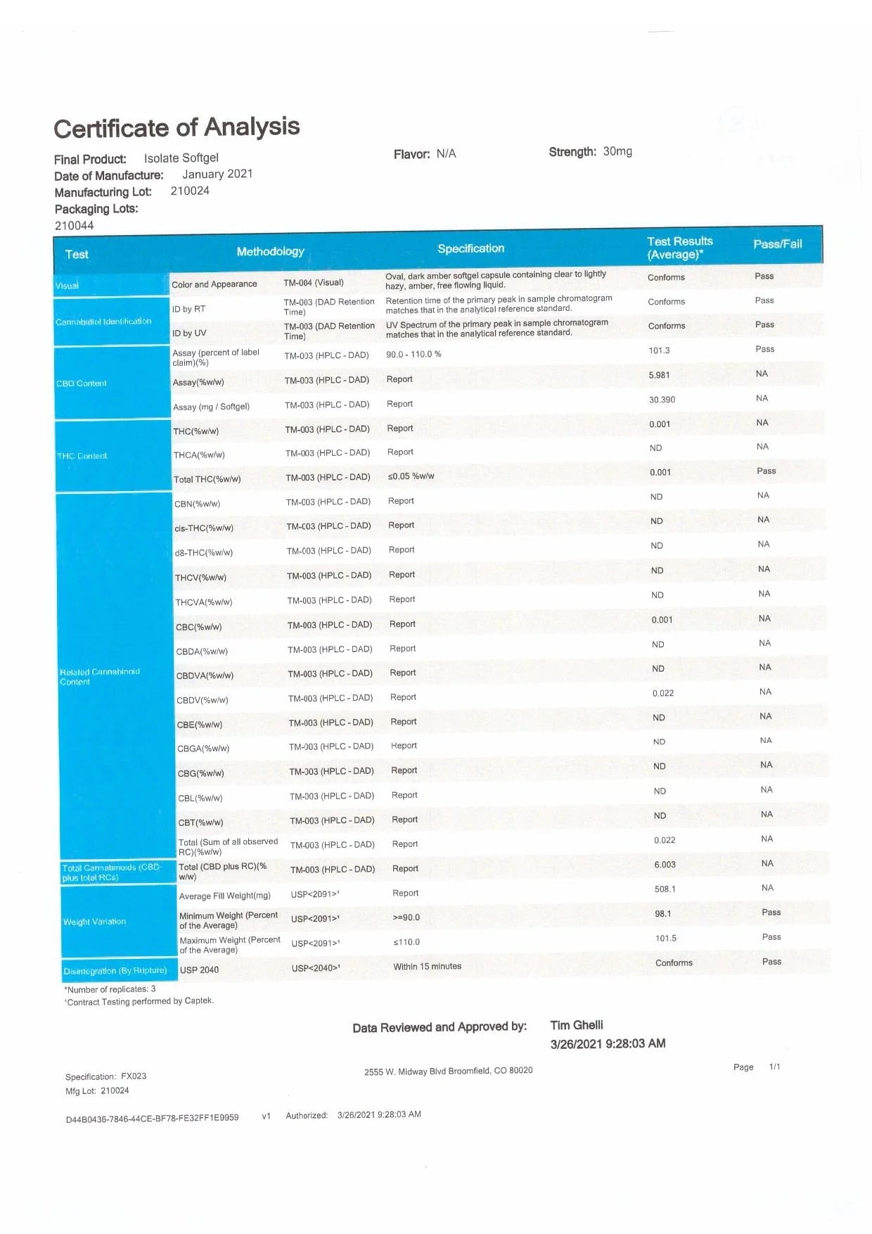 Voyager 900mg CBD Soft Gels Capsules 30caps