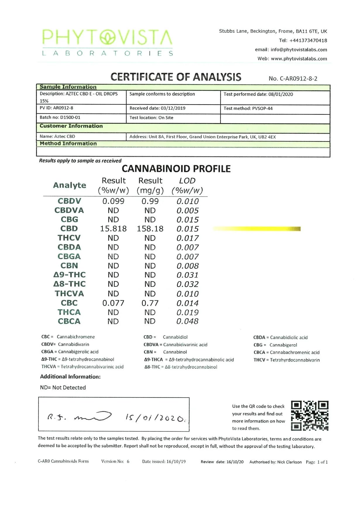 Aztec CBD 1500mg CBD Full Spectrum Hemp Oil CBD Oil 10ml