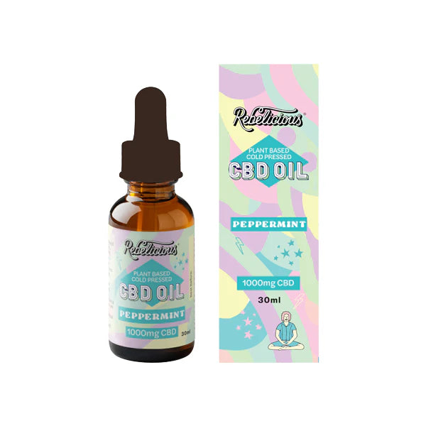 Rebelicious 1000mg CBD Peppermint Plant Based Cold Pressed CBD CBD Oil 30ml