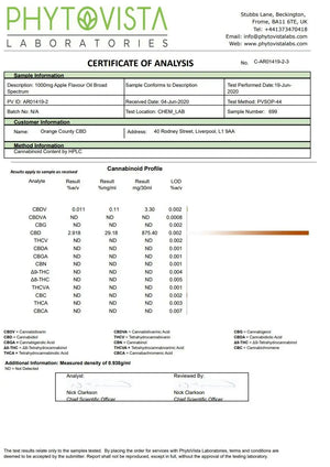 Orange County 1000mg CBD Flavoured Tincture CBD Oil 30ml
