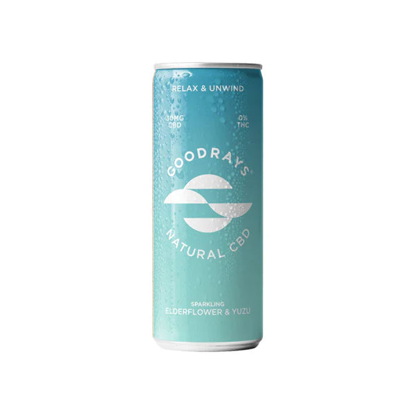 Goodrays 30mg CBD Elderflower and Yuzu Seltzer Product 250ml