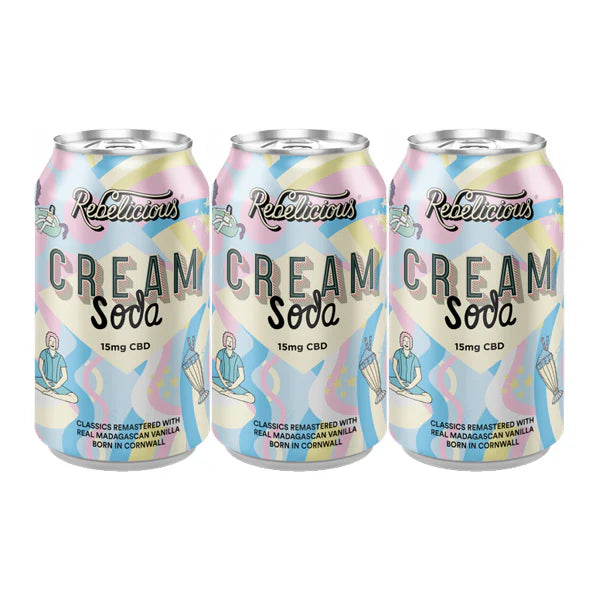 Rebelicious 15mg CBD Cream Soda Sparkling Soft Drink Product 330ml