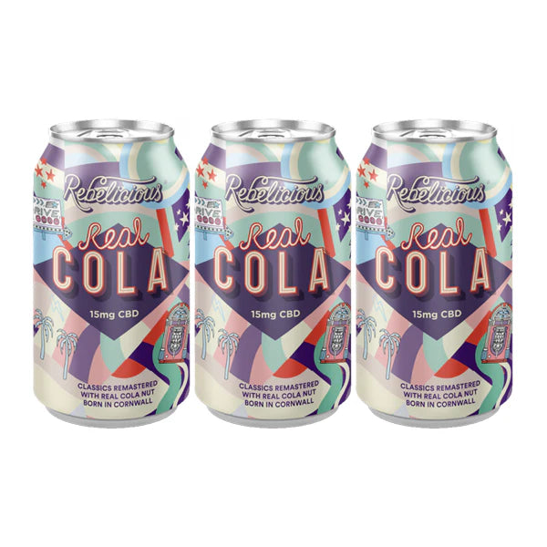 Rebelicious 15mg CBD Real Cola Sparkling Soft Drink Product 330ml