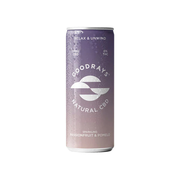 Goodrays 30mg CBD Passionfruit & Pomelo Seltzer Product 250ml