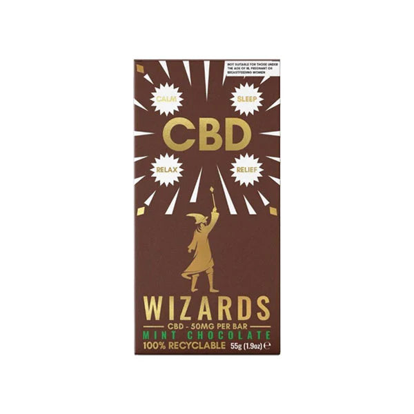 The Wizards Magic 50mg CBD Mint Chocolate Bar Product 55g