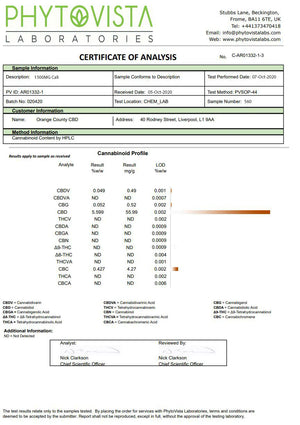 Orange County 1500mg CBD Cali Range Product 50ml