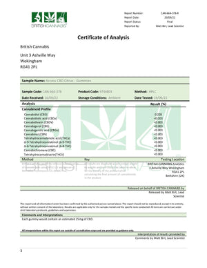 Access CBD 250mg CBD Citrus Gummies CBD Gummies 45g