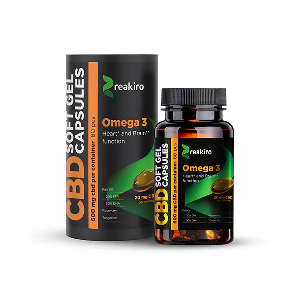 Reakiro 600mg CBD Full Spectrum Omega Capsules 3caps