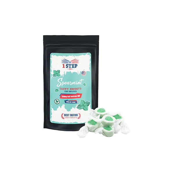 1 Step CBD 250mg CBD Spearmint Taffy Grab Bag Product 150g