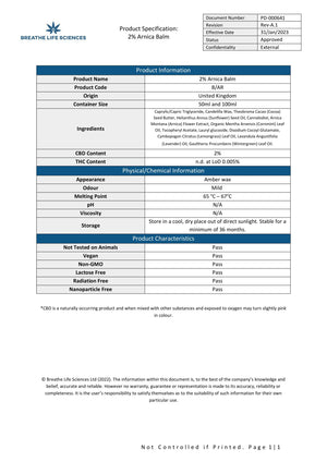 Dr Watson 2000mg CBD Arnica Balm Product 100ml