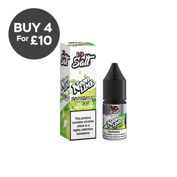 New! I VG Salt 10mg 10ml Nic Salt (50VG/50PG) Neon Lime Vaping Products