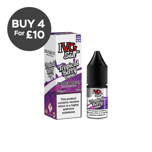 New! I VG Salt 10mg 10ml Nic Salt (50VG/50PG) Tropical Berry Vaping Products